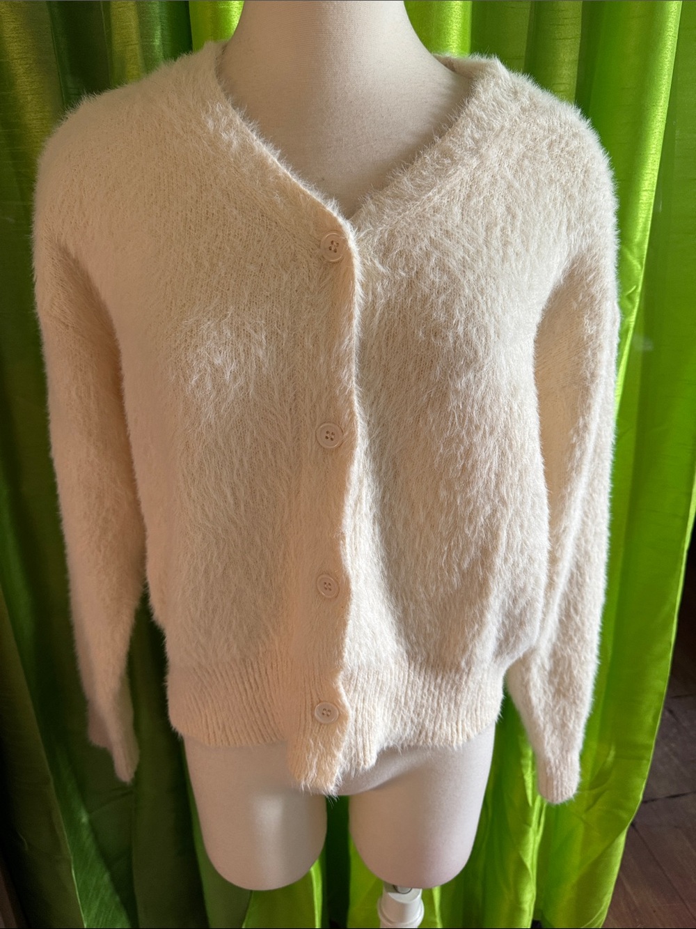 Cozy Cream Fuzzy Button-Up Cardigan